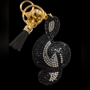 Elegant Black and Gold Treble Clef Bag Charm Keychain